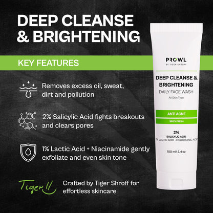 PROWL Deep Cleanse & Brightening Daily Face Wash - All Skin Type - 100ml - Pack of 1